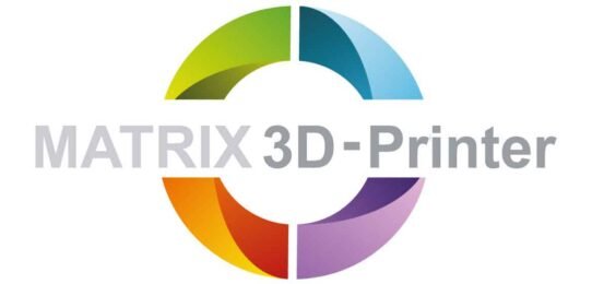 Logo de l'imprimante 3D Matrix avec design circulaire coloré