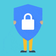 Illustration d'un bouclier bleu avec un cadenas blanc