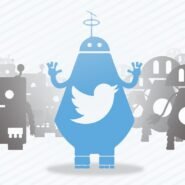 Illustration de robots avec le logo Twitter