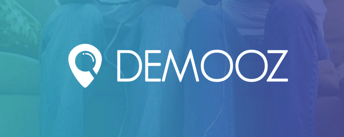 Logo Demooz avec fond dégradé bleu et vert