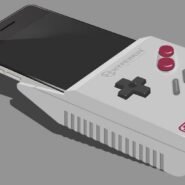 Smartphone inséré dans un accessoire de jeu rétro