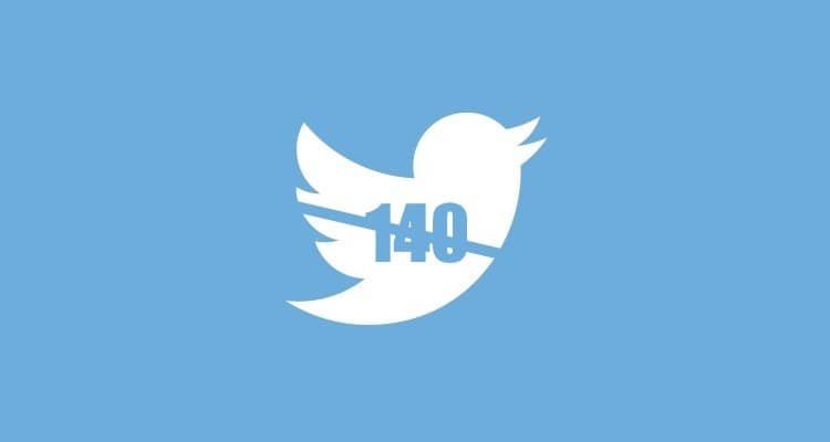 Logo Twitter avec le nombre 140 barré