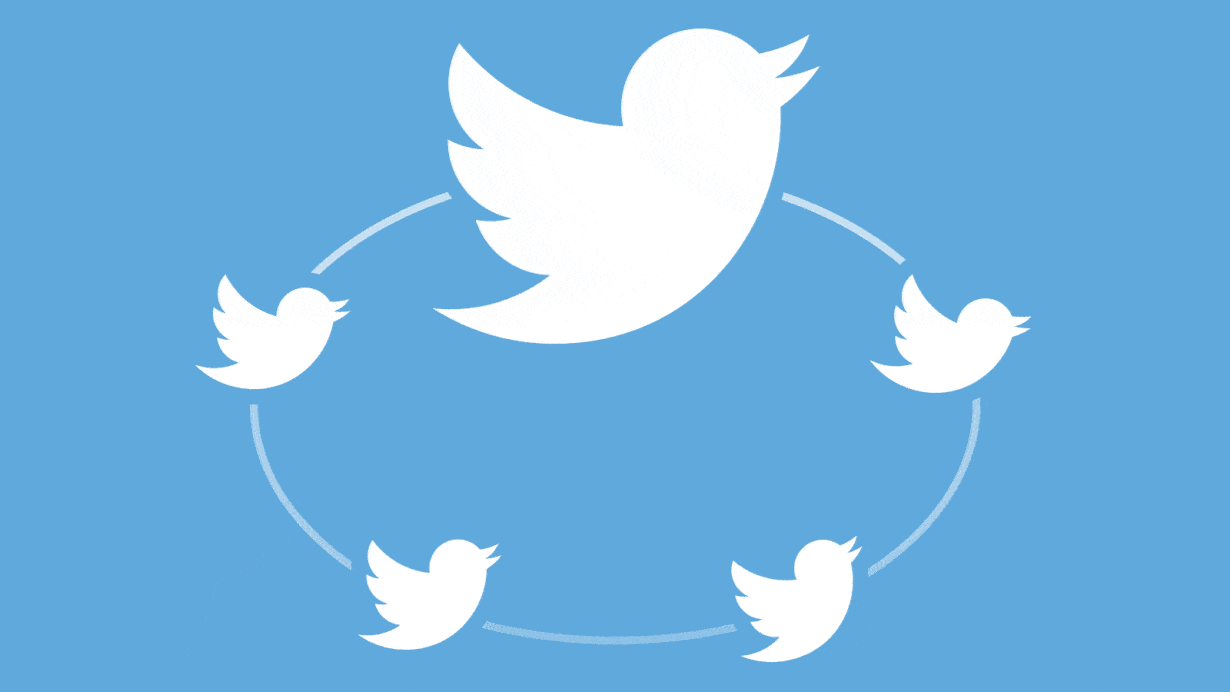 Logos Twitter en cercle sur fond bleu