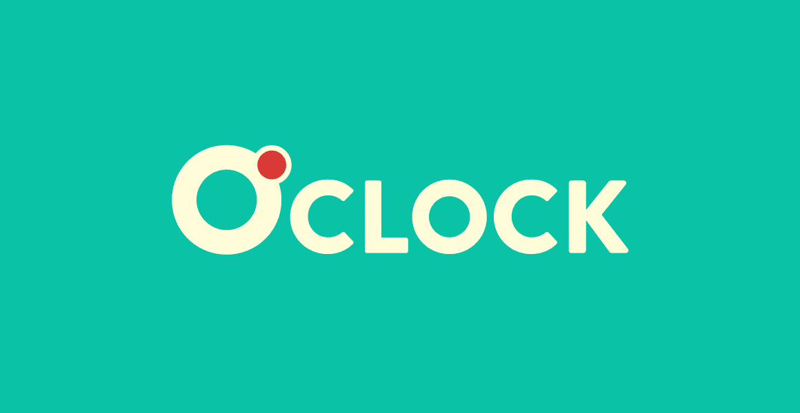 Logo d'O'clock sur fond turquoise