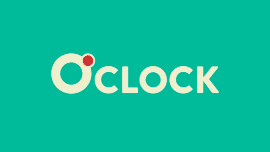 Logo d'O'clock sur fond turquoise