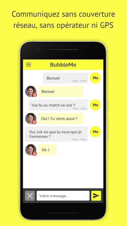 BubbleMe : une application qui permet de communiquer et faire des rencontres sans réseau opérateur