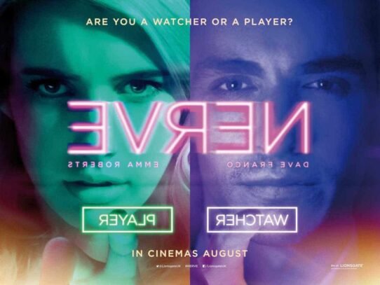 Affiche du film Nerve avec visages en couleurs néon