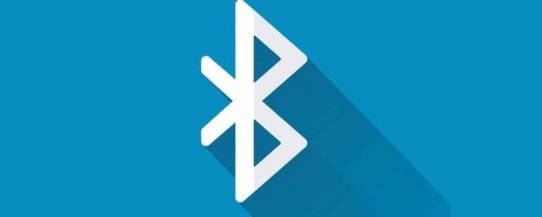 Logo Bluetooth blanc sur fond bleu