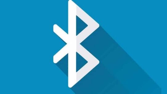 Logo Bluetooth blanc sur fond bleu