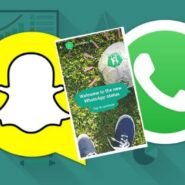 Logos de Snapchat et WhatsApp avec mise à jour du statut WhatsApp
