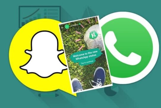 Logos de Snapchat et WhatsApp avec mise à jour du statut WhatsApp