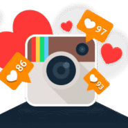 Illustration avec logo Instagram et notifications de likes