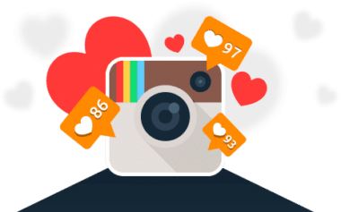 Illustration avec logo Instagram et notifications de likes