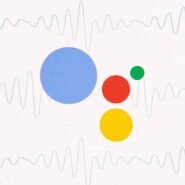 Cercles colorés représentant un assistant vocal avec des ondes sonores
