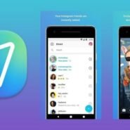 Interface de l'application Instagram Direct avec options de chat et filtres créatifs