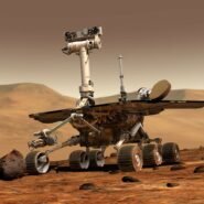 Rover martien explorant la surface rouge de Mars
