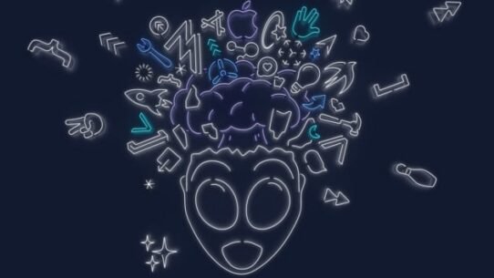 Illustration d'une tête avec des icônes technologiques en éclat