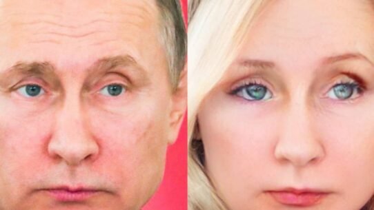 Image d'un visage masculin juxtaposé à un visage féminin