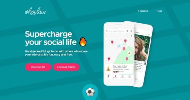 Interface de l'application Shoelace sur fond bleu