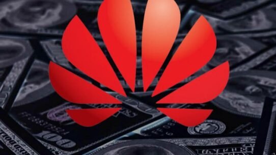 Logo rouge sur fond de billets de banque