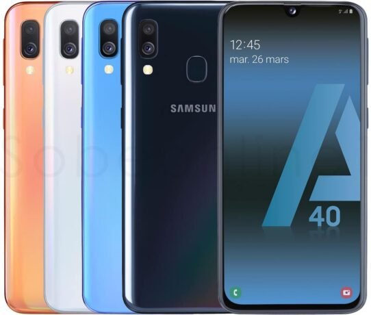 Smartphones Samsung Galaxy A40 en différentes couleurs