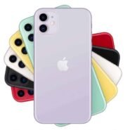 Collection colorée d'iPhones alignés en éventail