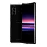 Smartphone Sony Xperia noir avec écran allumé et design moderne