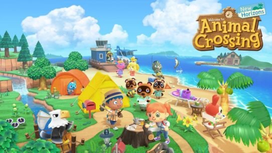 Personnages d'Animal Crossing sur une plage ensoleillée