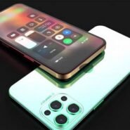 Smartphone moderne affichant une interface utilisateur sur fond noir