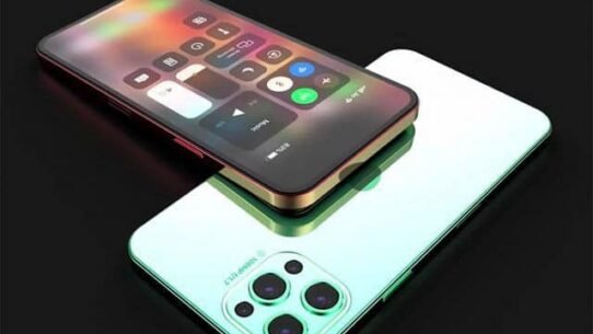 Smartphone moderne affichant une interface utilisateur sur fond noir