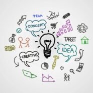 Illustration de concepts créatifs avec une ampoule centrale