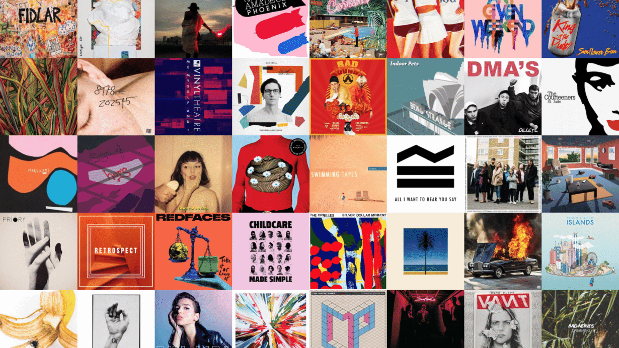 Mosaïque de couvertures d'albums musicaux divers