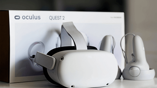 Casque de réalité virtuelle Quest 2 avec contrôleurs et boîte