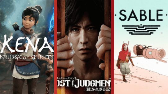 Affiches des jeux Kena, Lost Judgment et Sable