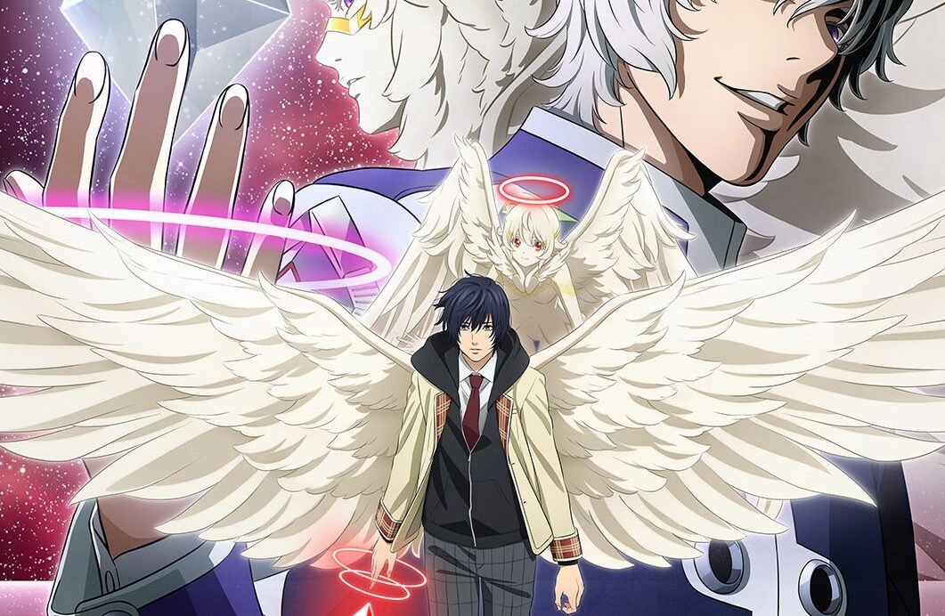 Personnages d'animation avec des ailes dans un décor cosmique