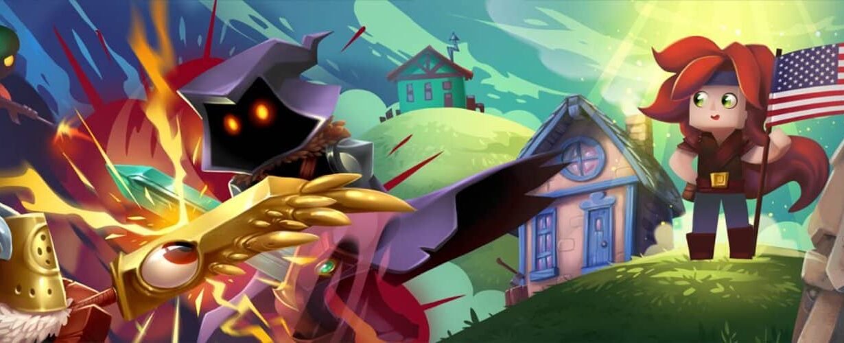 Personnages fantastiques dans un paysage imaginaire coloré