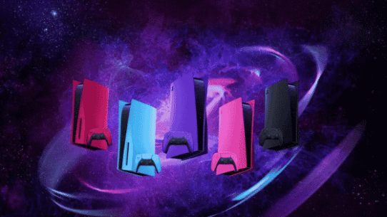 Consoles de jeu colorées flottant dans l'espace