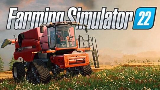 Tracteur rouge dans un champ du jeu Farming Simulator 22