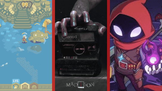 Trois images illustrant des jeux vidéo d'aventure et de mystère