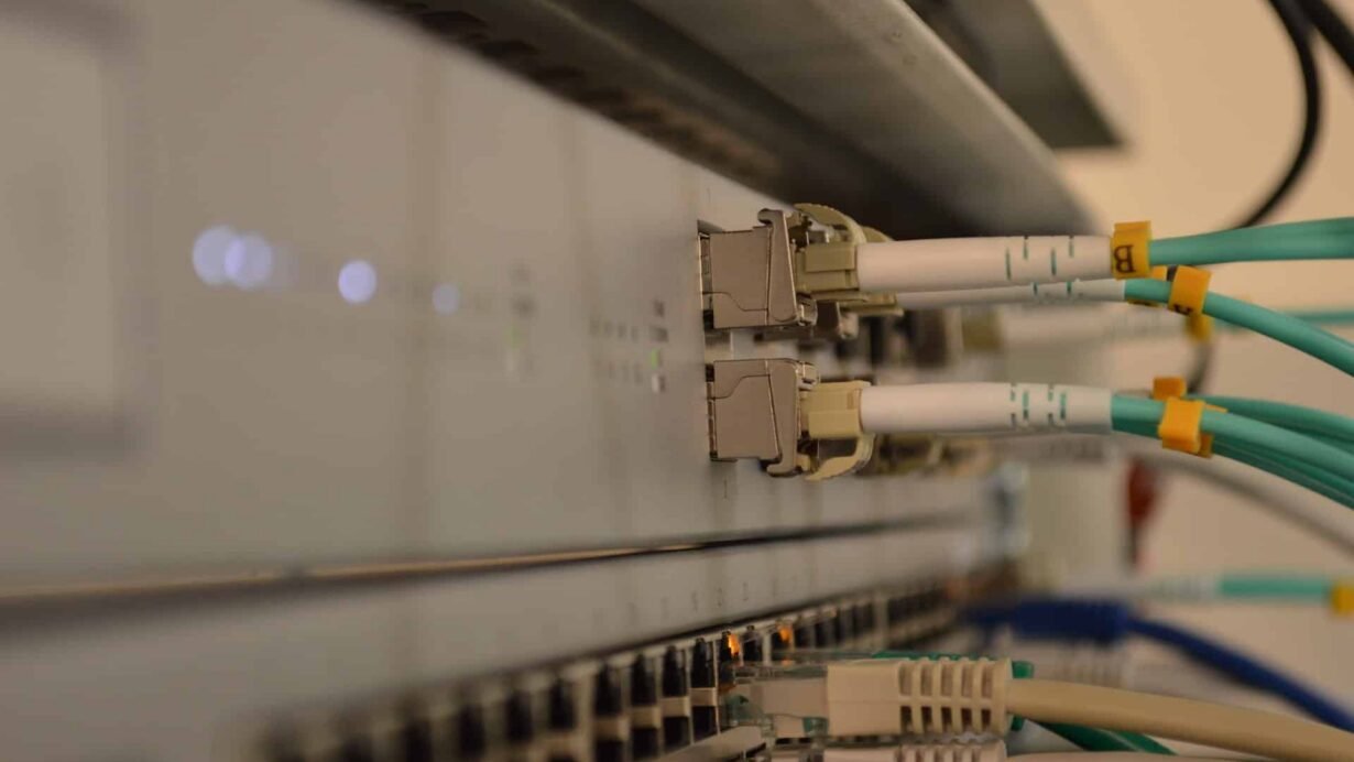 Câbles réseau connectés à un serveur dans un centre de données