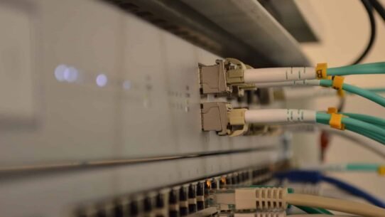 Câbles réseau connectés à un serveur dans un centre de données