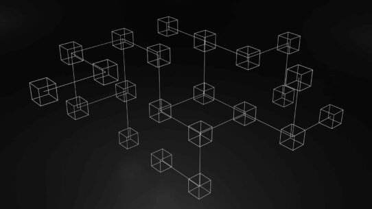 Diagramme de cubes en réseau sur fond noir