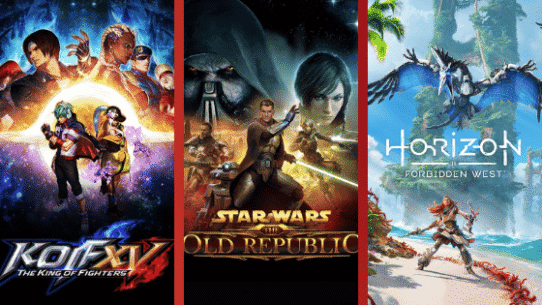 Affiches de jeux vidéo : KOF XV, Star Wars et Horizon
