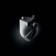 Composition artistique de formes géométriques en noir et blanc