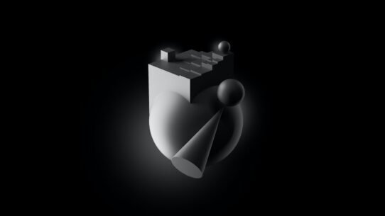 Composition artistique de formes géométriques en noir et blanc