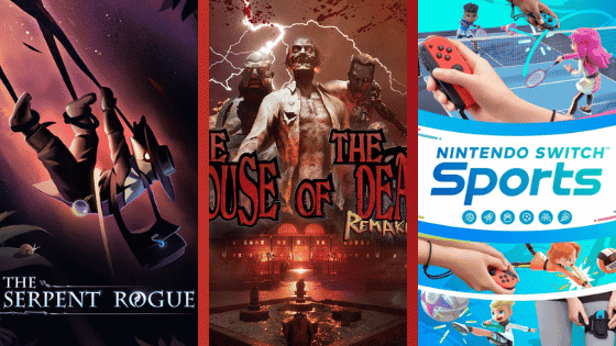 Affiche de trois jeux vidéo pour Nintendo Switch