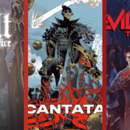 Affiches de trois jeux vidéo : Salt and Sacrifice, Cantata, Evil Dead