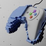 Manette de jeu en 3D avec des éléments pixélisés