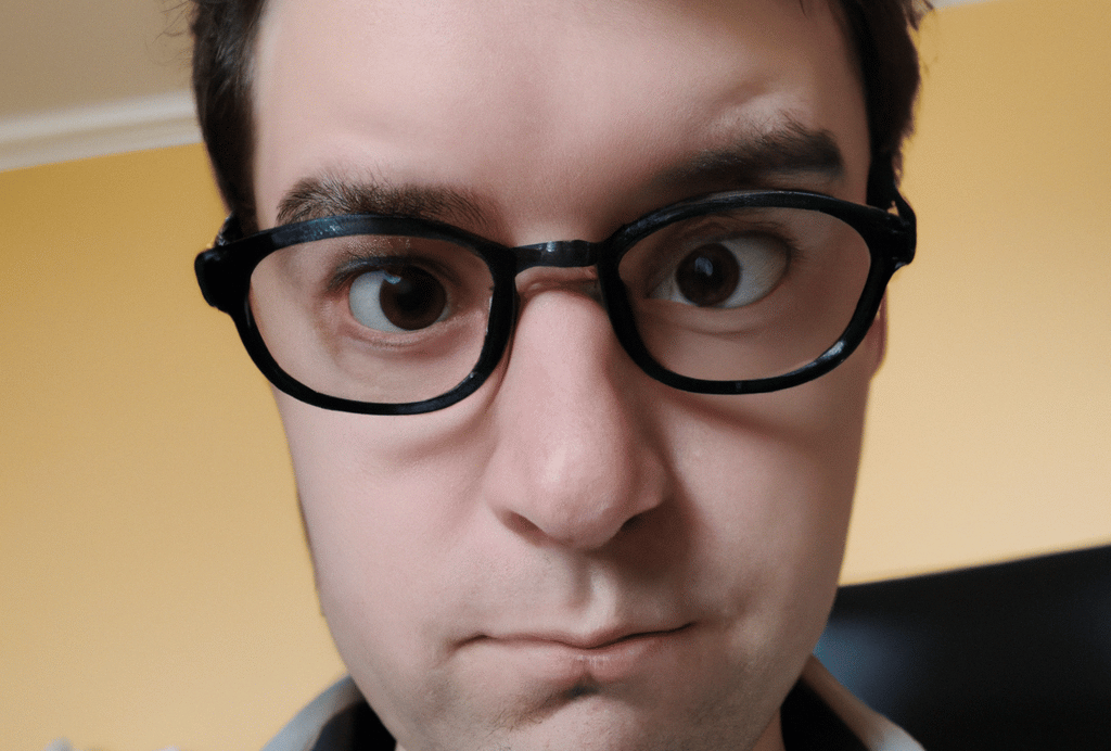 Homme portant des lunettes noires avec une expression amusante