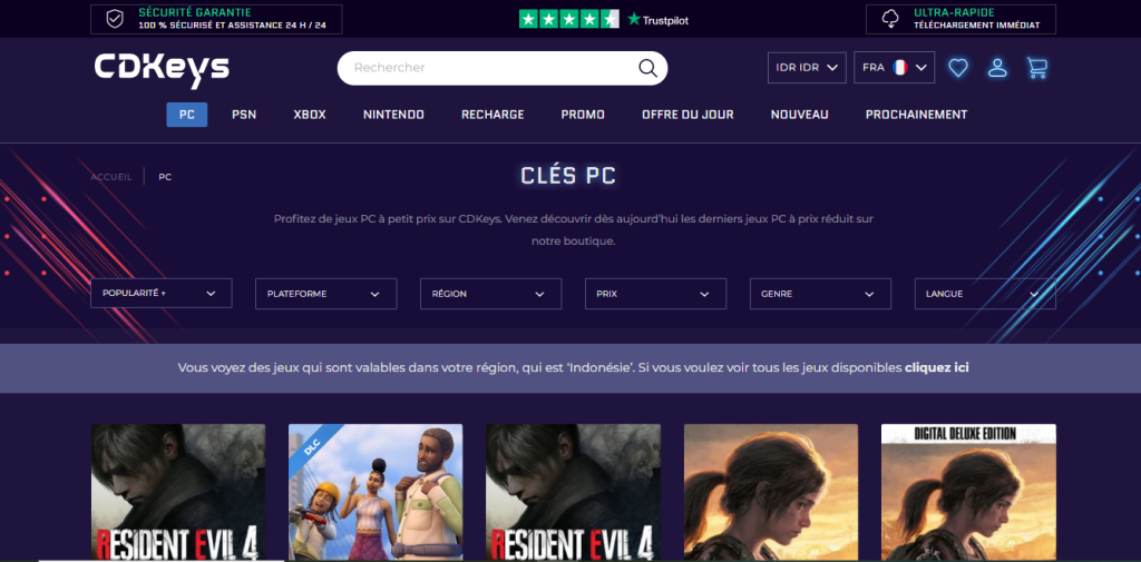 CDKeys - de cle pour les jeux PC